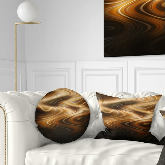 Designart Brown Curved Waves Texture - Abstract Throw Pillow - 12x20