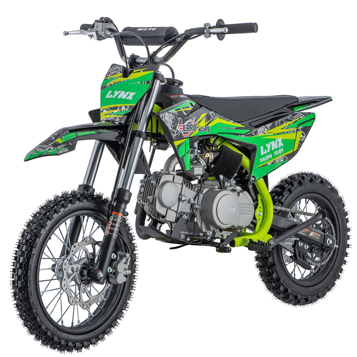 X-Pro Brand New 125cc Gas Pit Dirt Bike with 4-Speed Manual Transmission, Kick Start, 14"/12" Tires!