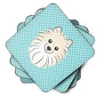 thumbnail image 2 of Carolines Treasures BB1145FC Checkerboard Blue Pomeranian Foam Coaster Set of 4 3 1/2 x 3 1/2 multicolor, 2 of 3