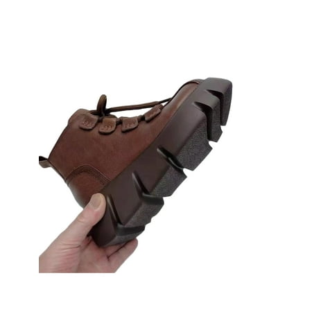 

Gomelly Womens Non Slip Booties Comfortable Lace Up Short Bootie Work Casual Platforms Ankle Boots Brown 7.5