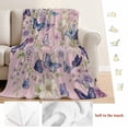 thumbnail image 5 of Pink Flowers Blanket Soft Cozy Warm Throw Blanket for Couch, Plush Fuzzy Flannel Fleece Blankets for Sofa, Spring Floral Purple Butterflies Farmhouse Bed Blankets Lightweight Gifts for Women, 40"x50", 5 of 9