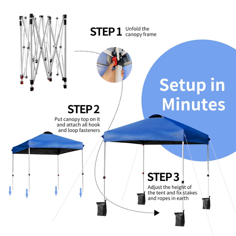 Aimee Lii 6.6 x 6.6 Feet Outdoor Pop Up Camping Canopy Tent with Roller Bag, Backyard Canopy Gazebo, Blue Aimee Lii 6.6 x 6.6 Feet Outdoor Pop Up Camping Canopy Tent with Roller Bag, Backyard Canopy Gazebo, Blue