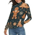thumbnail image 2 of Ginger Christmas Tree Women's Turtleneck Sweater Long Sleeve Ribbed Fitted Turtle Neck Casual Fall Winter Collection Top S, 2 of 4