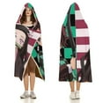 thumbnail image 3 of Demon Slayer Wearable Blanket Cloak Arctic Velvet Hooded Blanket Soft Fuzzy Hoodie Blanket Cape for Adults Kids 60"x80", 3 of 8