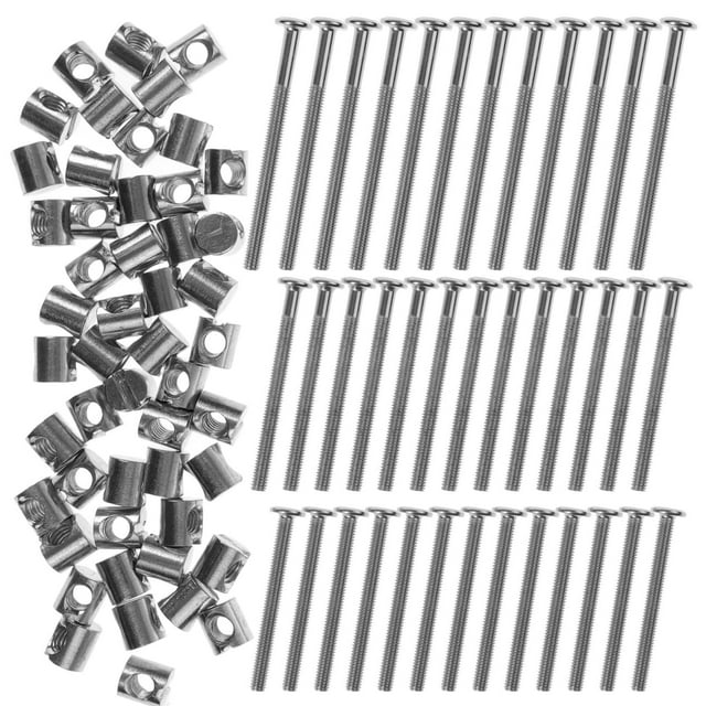 QUMIIRITY 100Pcs Bed Hardware Replacement Kit Universal Silver Bolts and Nuts Set for Furniture Assembly