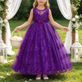 thumbnail image 2 of UAYOTSE Girls Sleeveless Lace formal Maxi Dress 4 5 6 7 8 9 10 Years Floral Lace Tulle Long Pageant Gown for Wedding Flower Girl, 2 of 7