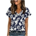 thumbnail image 5 of Cutuoiiu Women's Floral Printed Summer V Neck Short Sleeve Leisure Tshirts Gifts, 5 of 7