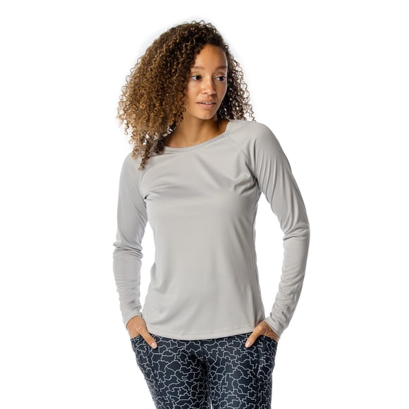 Vapor Apparel Women’s UPF 50+ UV Sun Protection Long Sleeve Performance Regular Fit T-Shirt for Sports and Outdoor, Large, Athletic Grey