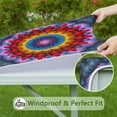 thumbnail image 6 of Colorful Tie Dye Floral Mandala Pattern Square Fitted Tablecloth with Elastic Edge,Square Table Cover,Washable Elastic Table Cover for Home Kitchen Party Decor 34"x34", 6 of 6