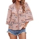thumbnail image 1 of SAYOO Tops casuales para mujer, estampado floral, manga 3/4, cuello en V, ahuecado, patchwork, tops sueltos SAYOO casual, 1 of 7