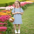 thumbnail image 5 of Ugoldhm Girls Casual Short Sleeve Summer Midi Dress - Crew Neck Flowy Sun Dresses, Size 3-12, 5 of 9
