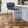 thumbnail image 6 of Qob 30 Inch Set of 2 Barstools Brown Woven Rattan Seat Metal Frame - Saltoro Sherpi, 6 of 6