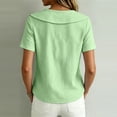 thumbnail image 4 of Women's Sailor Lapel Blouse Solid V Neck Short Sleeve Tunic Shirts Lightweight Summer Basic Tops Casual Outfit Green, 4 of 6