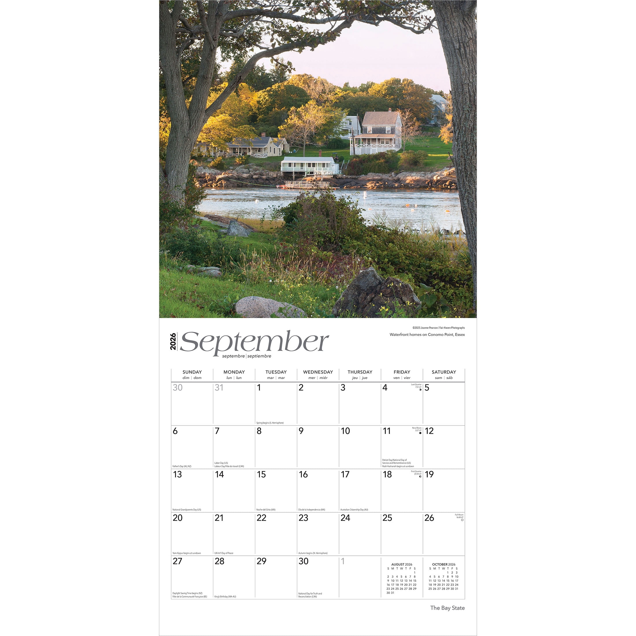 Massachusetts Places 2026 12x24" (Hanging) Wall Calendar Plastic-Free | BrownTrout