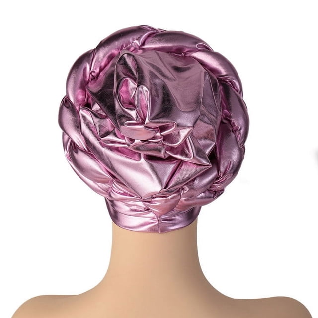 Chapeau Tressé Perlé pour Femmes Mode Musulmane Bonnet de Cancer à Volants Bonnet de Nuit Doublé de Satin