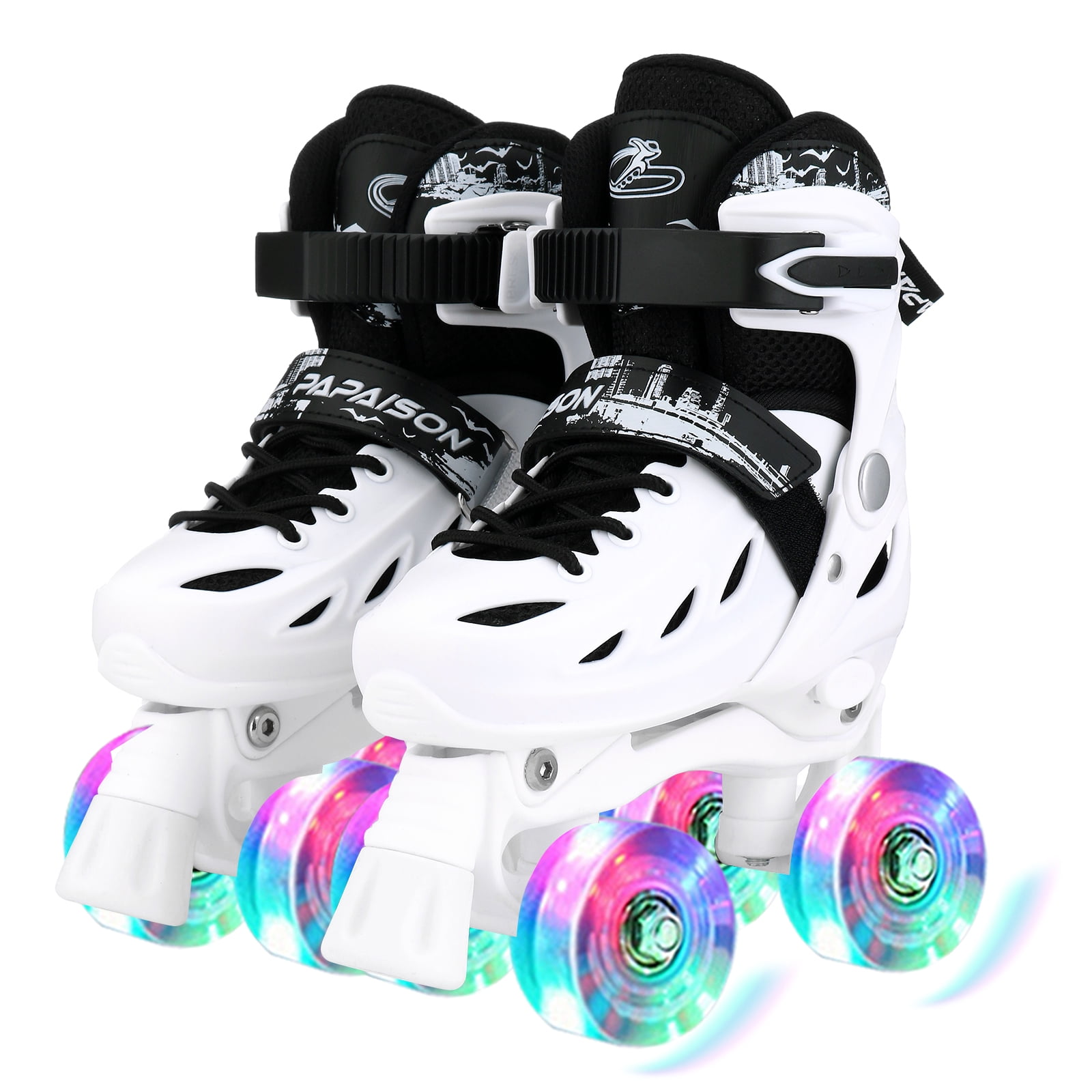 LIXI Roller Skates, 4 Size Adjustable Inline Skates for Girls & Boys &Women &Men, with Light up Wheels,Black
