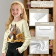thumbnail image 6 of COEQINE Girls Crop Top Sweatshirt Long Sleeve Crewneck Fall Winter Pullover Cute Casual Loose Fit Streetwear Clothes for Teen Kids Age 5-6, Horse Sunflower Butterfly, 6 of 7
