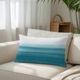 thumbnail image 3 of Turquoise White Ombre Queen Size Pillow Cover, Pillowcase Protectors with Zipper, Breathable Decorative Throw Pillow Case Cover, Modern Country Abstract Stripes Pillow Shams for Couch Sofa 20x30Inch, 3 of 8