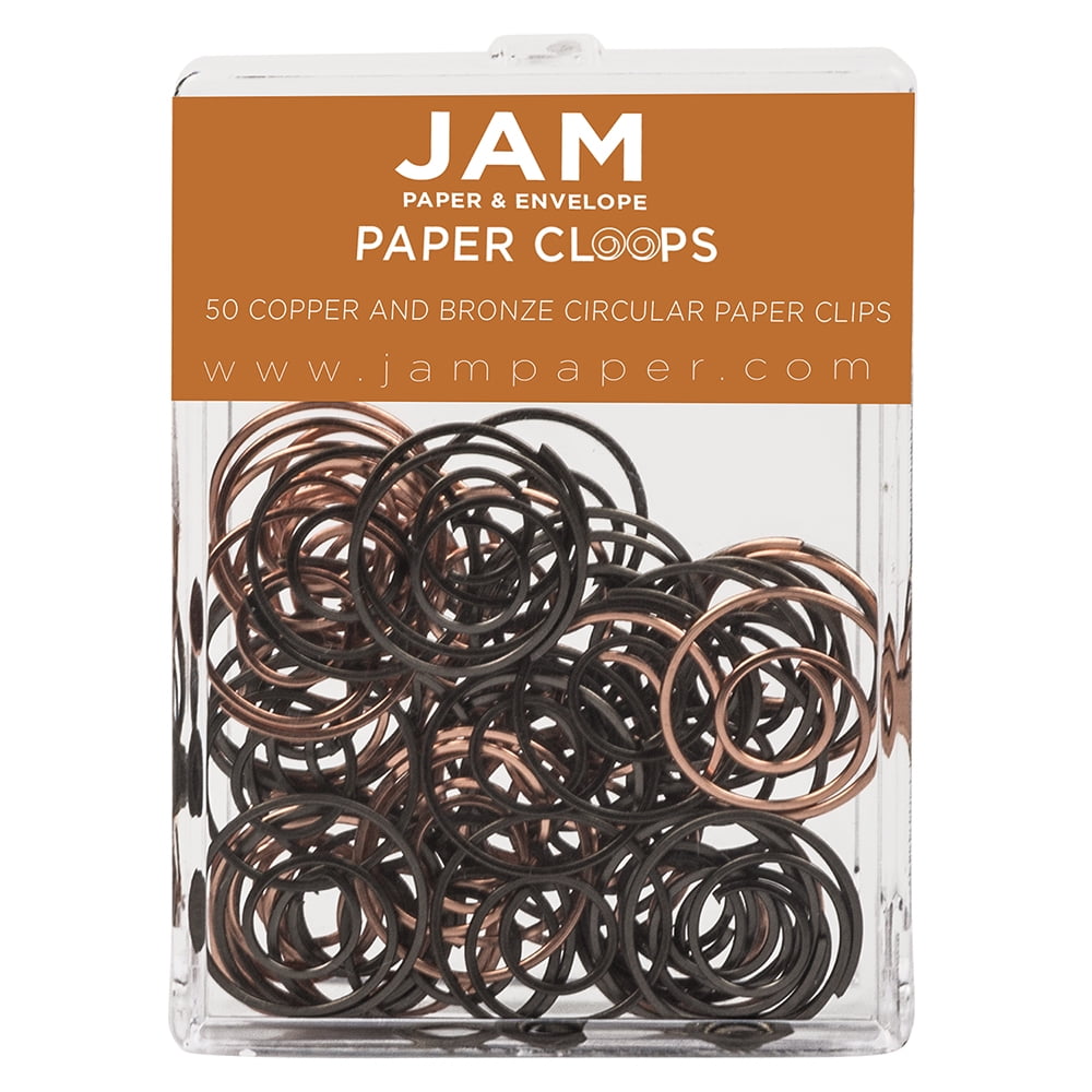 JAM PAPER Circular Paper Clips Round Paperclips Copper & Bronze