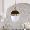 thumbnail image 2 of Evelyn&Zoe 9.13" Blackened Bronze/Brass/White Milk Metal/Glass Pendant, 2 of 7