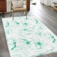 thumbnail image 2 of Rectangle Area Rugs 4 x 6 Ft, Green Flower Non-Slip Residential Carpet, Watercolor Floral Botanical Line Drawing Print Indoor Crawling Mats Runner Rugs for Living Room/Dining Room/Bedroom, 2 of 8