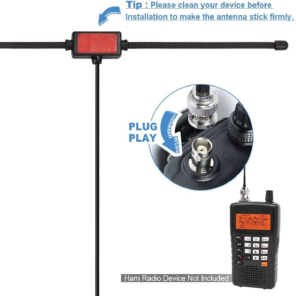 Eightwood Police Scanner Antenna, Adhesive Mount, 20-1300MHz