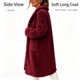 thumbnail image 5 of Smsaxvxz Women's Winter Coat Casual Trench Fleece Long Collared Warm Jacket with Pockets Red L, 5 of 6