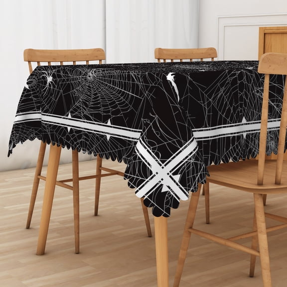 Nanqianyi 52x70 Inch Halloween Skeleton Tablecloth,Waterproof Stain Resistant Polyester Table Cover Decor