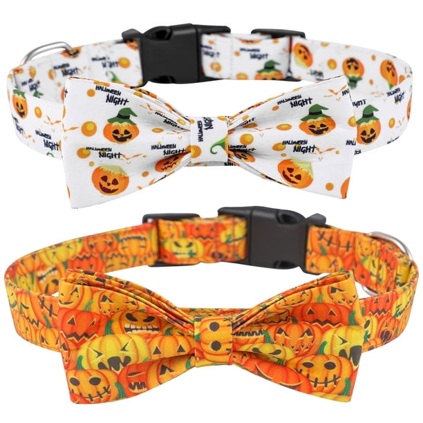 Collar para perro y gato de Halloween, 2 uds., con lazo, ajustable, cómodo, para perro de Halloween