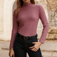 thumbnail image 2 of vigerkar Women's Long Sleeve Tops Mock Neck Ribbed Knit Slim Fit Pleated Basic T Shirts Lightweight Sweater Going Out Clothes (Wine, XL), 2 of 9