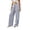 Blue #046, variant on Striped Linen Pants Women Elastic Waist Boho Beach Harem Pants Summer Casual Flowy Wide Leg Palazzo Pant, M