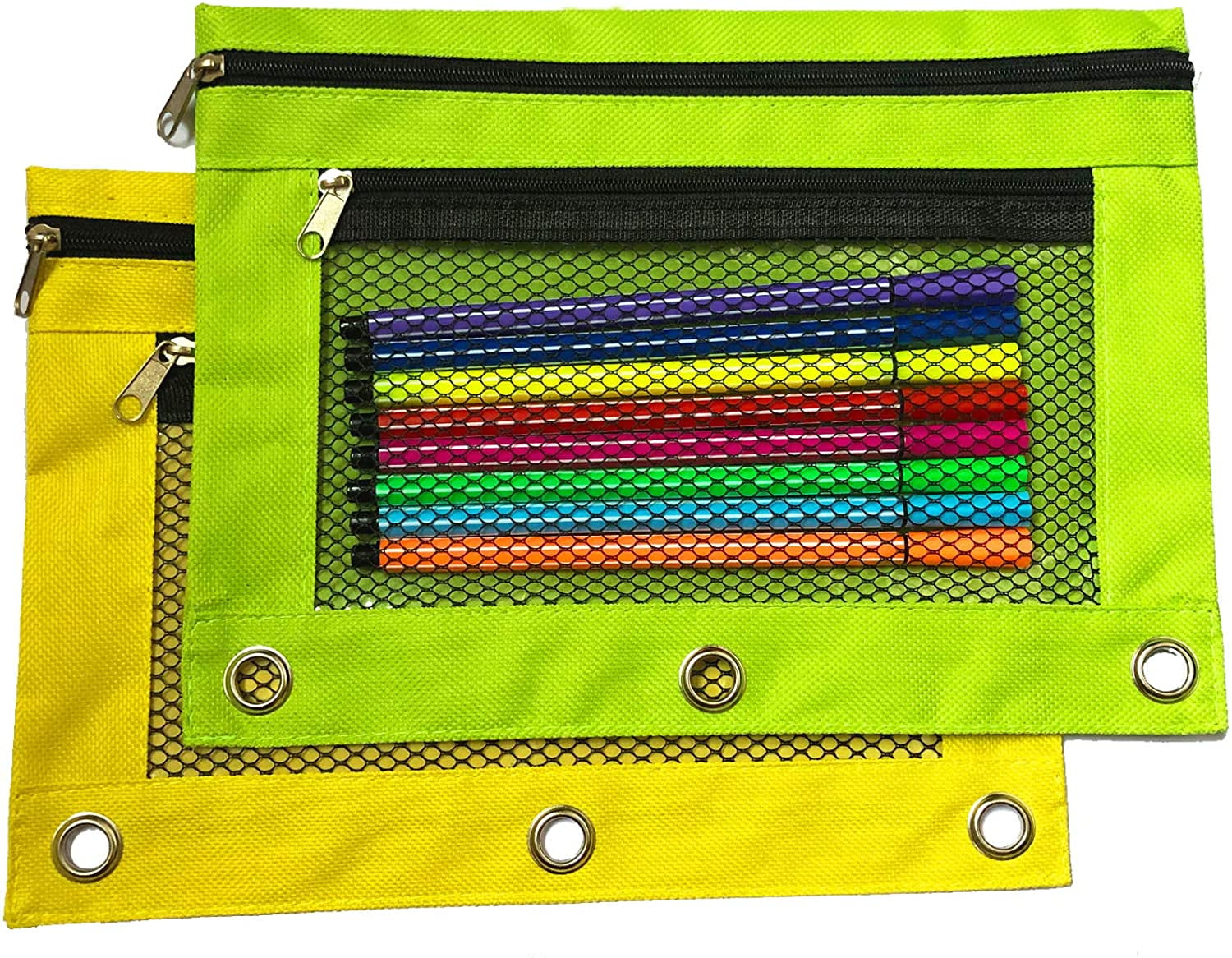 2 Pcs 3 Ring Binder Pencil Pouches,2 Pack Pencil Pouch with Zipper