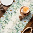 thumbnail image 3 of Green Eucalyptus Leaves Table Runner - 60 Inch Long Spring Daily Flowers Plants Beige Cotton and Linen Blended Dress Scarves Farmhouse Table Runner for Kitchen Dining, Coffee Table, 13" x 60", 3 of 8