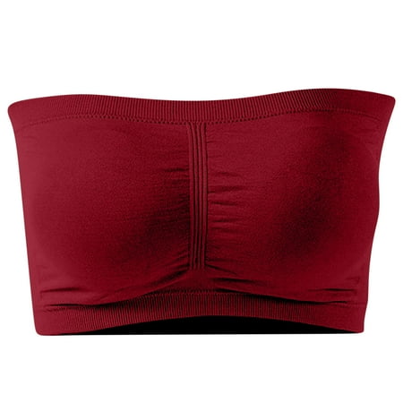 Women s Bandeau Crop Tube Top Bra 2025 Trendy Strapless Wireless Padded Bralette Seamless Bandeau Tank Tops Push Up Bras for Women Add 2 Cup Sizes Plus Size Bras for Women Wireless