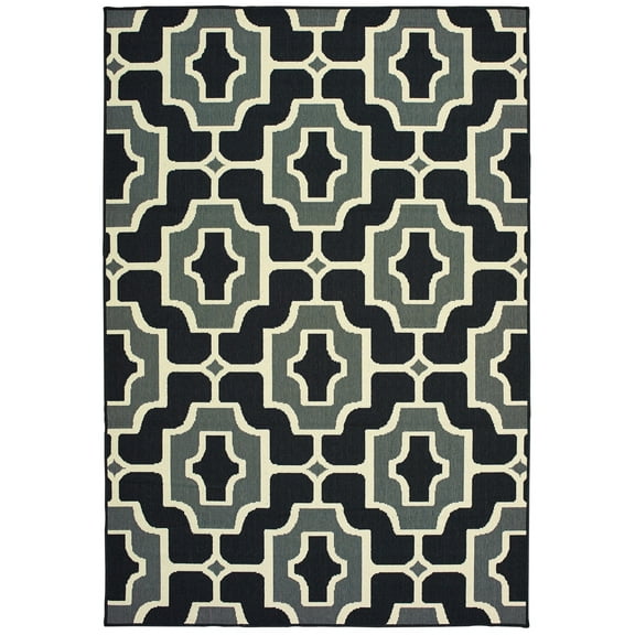 Moretti Parker Area Rug 1491Z Black Curves Angled 8' 6" x 13' 0" Rectangle