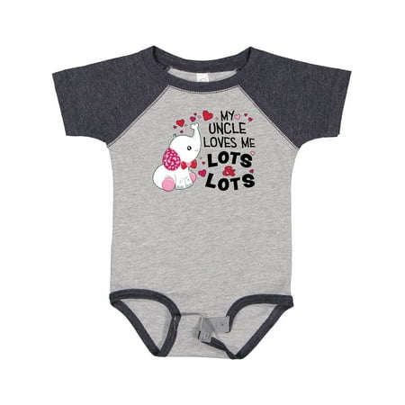 

Inktastic My Uncle Loves Me Lots and Lots- Cute Elephant Gift Baby Boy or Baby Girl Bodysuit