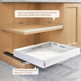thumbnail image 4 of 2 Pack Pull Out Cabinet Organizers 21"Deep With Raising Pad for Framed Cabinets,Expandable Slide Out Drawers Upgrade 3 Slide Rails,Roll Out Shelves Adhesive,Adjustable Width 15.2"-26.3" White, 4 of 14