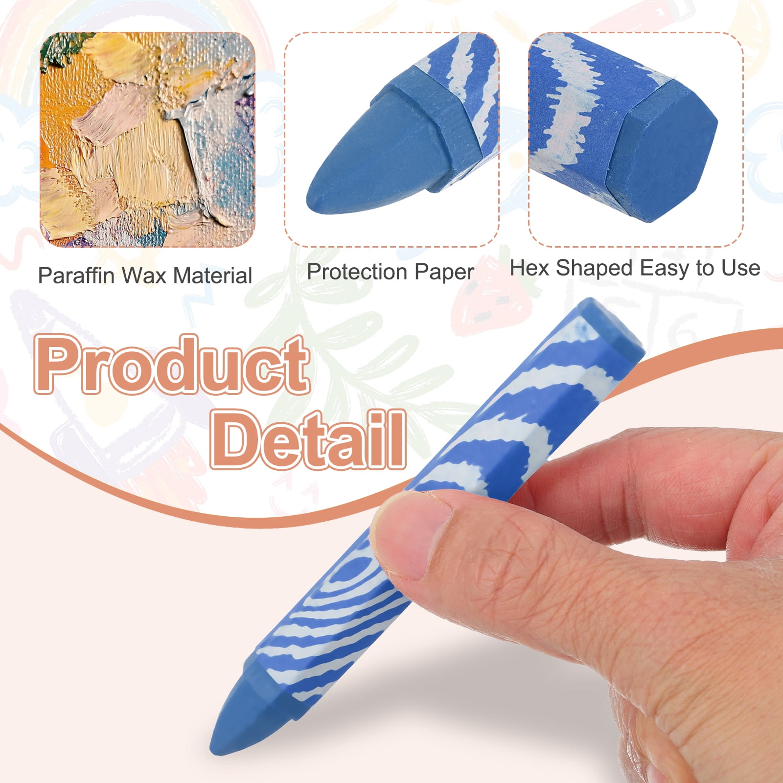 24Pcs Lumber Marking Crayons, 4.1" x 0.6" Hex Wax Tire Marker Pen Drawing Crayons for Wood Metal(Blue)