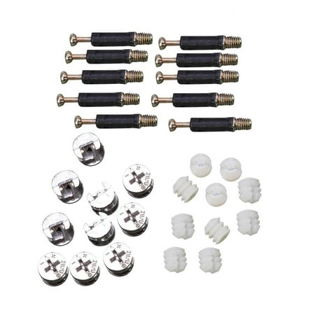 

10 Sets Furniture Connectors Cam Fittings Pre-Inserted Nuts Dowels Furniture Screw-in Nut for Wood Furniture Cupboard Drawer