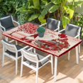 thumbnail image 2 of Red Valentine's Day Table Cloths for 4 Foot Rectangle Tables, Vintage Love Heart Roses Truck Gnomes Patio Waterproof Elastic Fitted Tablecloths, Washable Rectangular Table Cover for Camping, 2 of 8