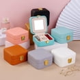 thumbnail image 4 of Jewelry Box Square Travel Portable Earing Carrying Box Elegant Trendy Jewelry Gifts Organizer Display Packaging Leather Box A03 10x10x5.8cm as shown, 4 of 6