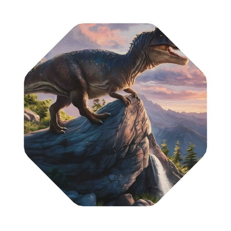 

Matuu Sunset Cliff Dinosaur for Cup Coasters Set of 6 Leather Coasters Desk Coasters for Office Measures 4” x 4” Octagon
