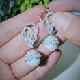 thumbnail image 2 of Elegant Silver Plated CZ Dangling Round Big Pearl Drop Earrings for Women Brides, 2 of 8