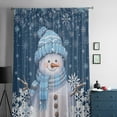 thumbnail image 5 of Blue Snowman Christmas Semi Sheer Curtains Drapes for Living Room,Bedroom,French Doors Window 108 Inches Long,Xmas Winter Snowflake Navy Blue Rod Pocket Chiffon Curtain Drapery Voile Draperies Panel, 5 of 6