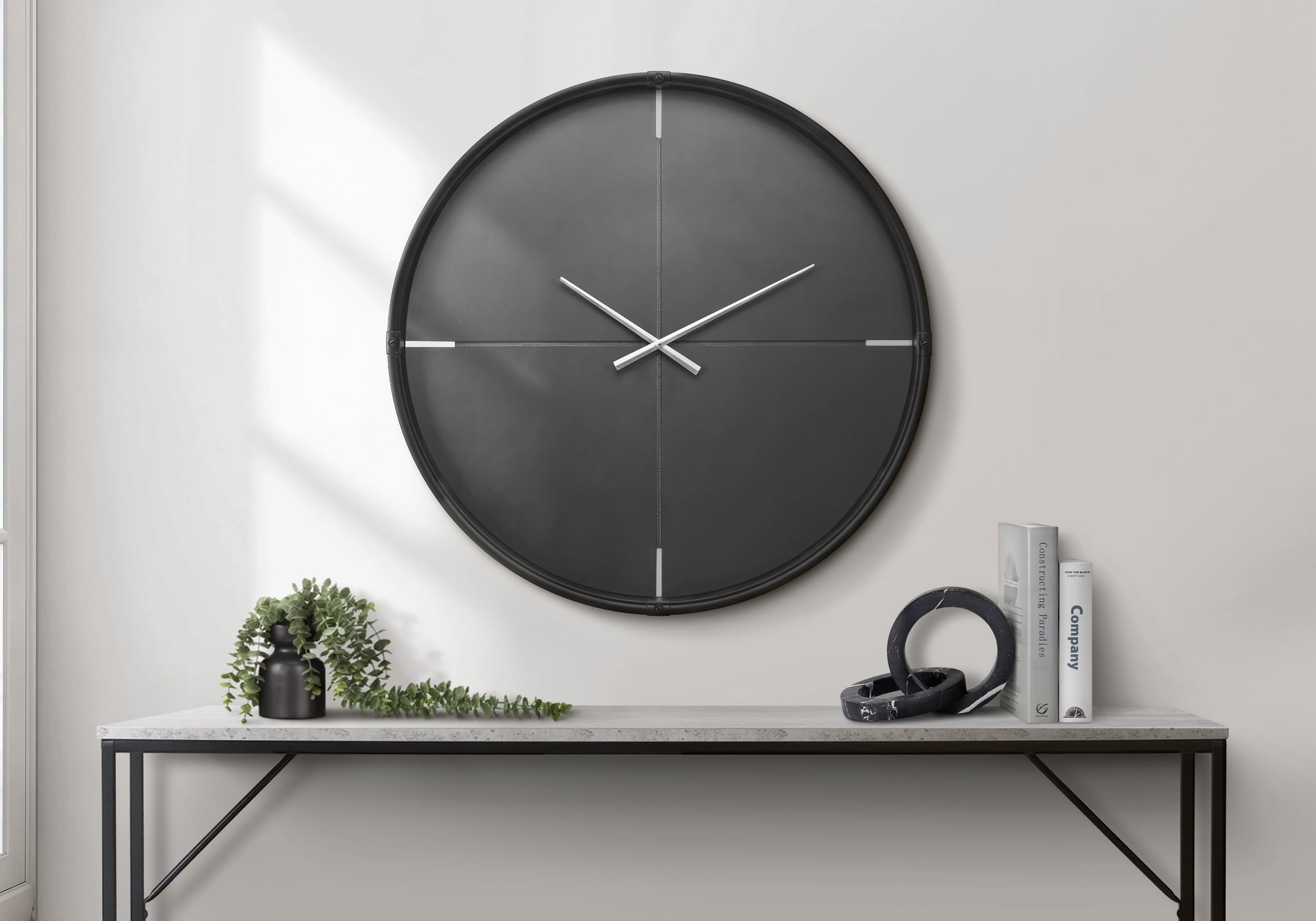 Clocks - 30" Round - Large Oversized - Wall Clock - Black Plastic Frame