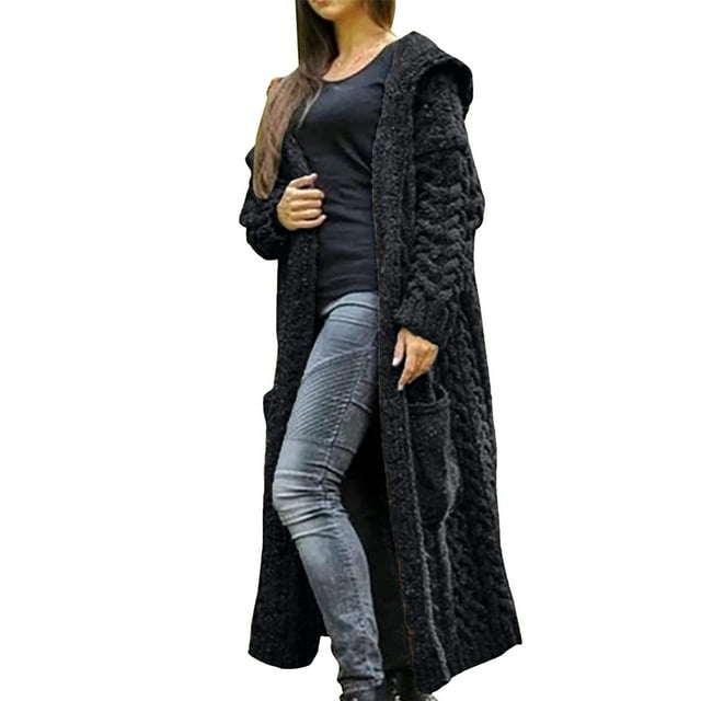 Heliisoer Fashion Ladies Sleeve Solid Sweaters Long Ladies Pockets Coats Women Blouse