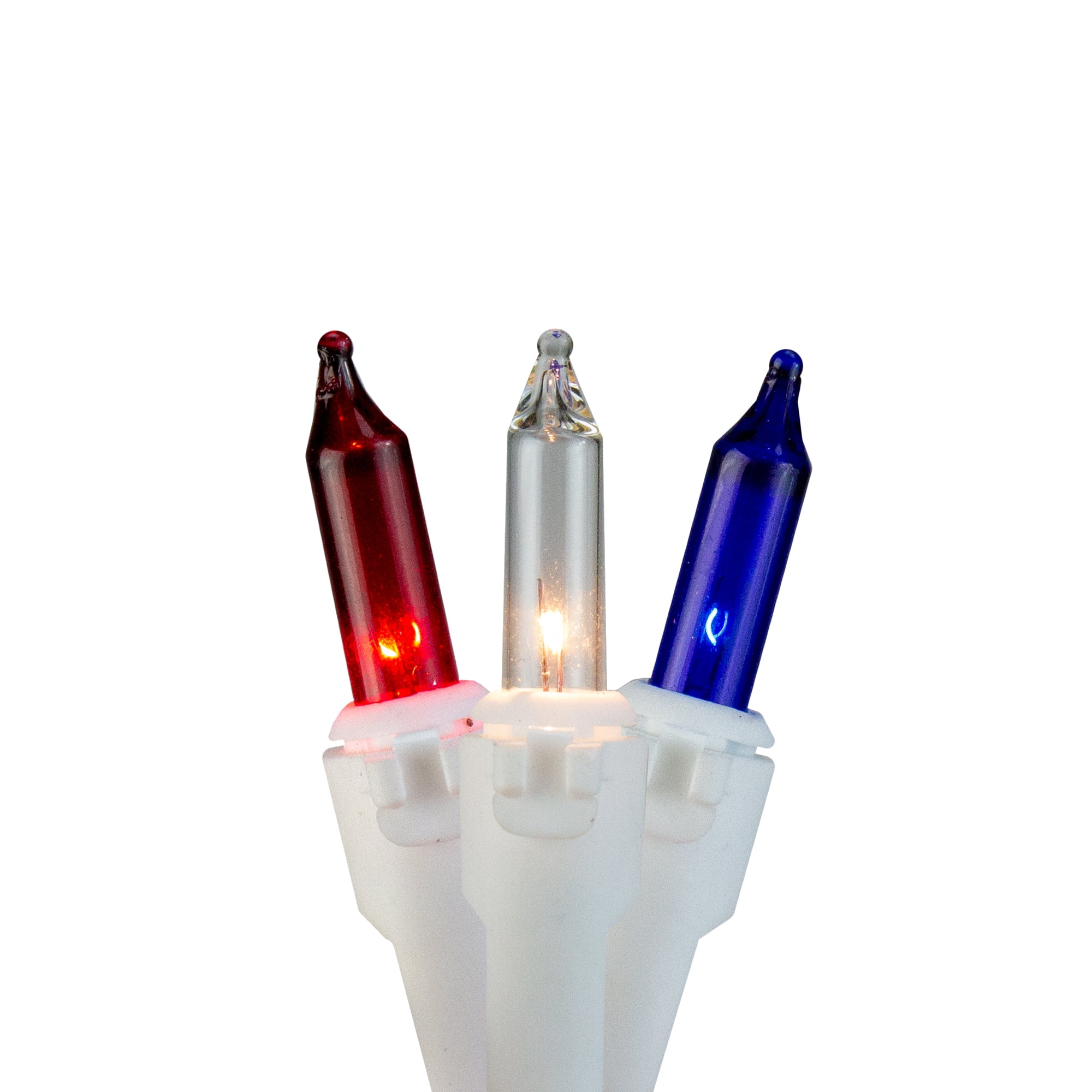 105 Red Clear and Blue Christmas Garland Mini Lights - 5.6 ft White Wire