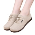 thumbnail image 5 of Knitted Mesh Lightweight Shoes For Women, Lace Up Soft Sole Casual Flats, Breathable Sport Walking Footwear Beige 38, 5 of 6