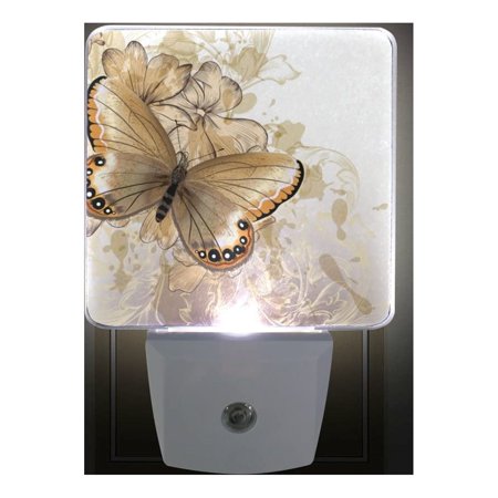 

Floral Background With Butterfly Plug In Led Night Light Auto Sensor Dusk To Dawn Decorative Night For Bedroom Bathroom Kitchen Hallway Stairs Hallway Baby S Room Energy Saving