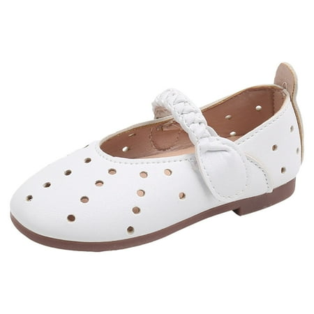 TJAZFJPA Kids Barefoot Shoes Winter Children Shoes Hollow and Breathable Small Leather Shoes Fashionable Solid Color Princess Shoes Soft Soled Dance Shoes White Toddler Shoes Boys